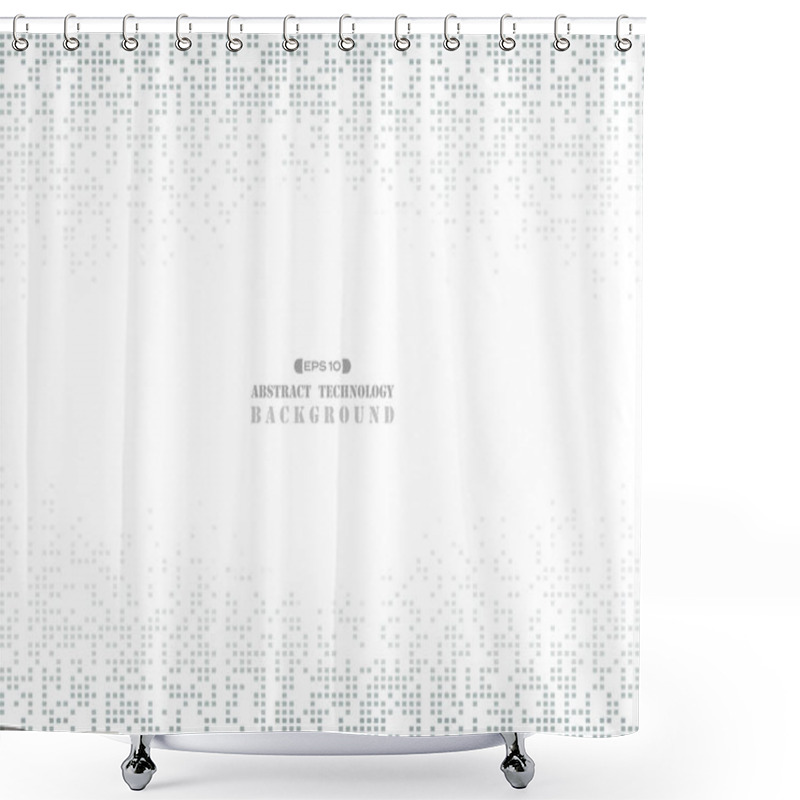 Personality  Free Space In Middle Of Futuristic Technology In Dark Gray Square Pattern Pixel Background. Vector Eps10 Shower Curtains