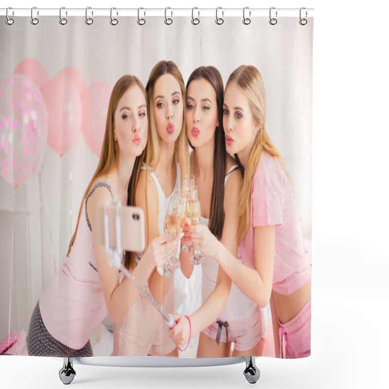 Personality  Pretty, Charming, Stylish, Attractive, Cheerful Girls In Night W Shower Curtains