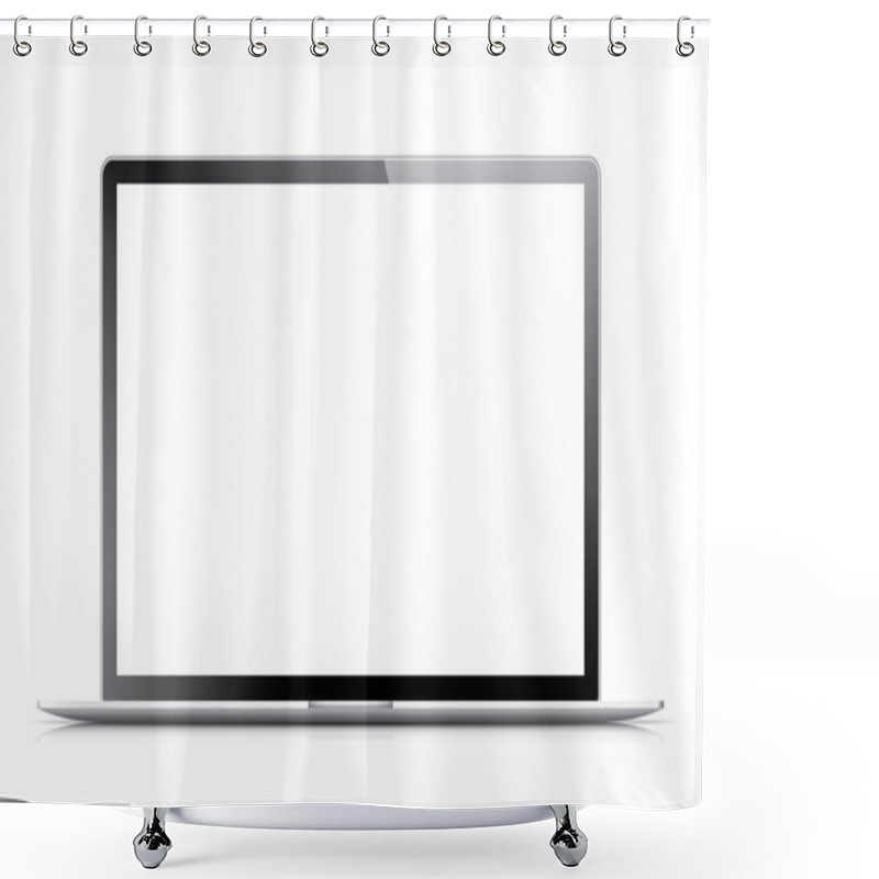 Personality  Isolated Modern Laptop With Empty Screen. Vector Eps10 Illustration. Shower Curtains