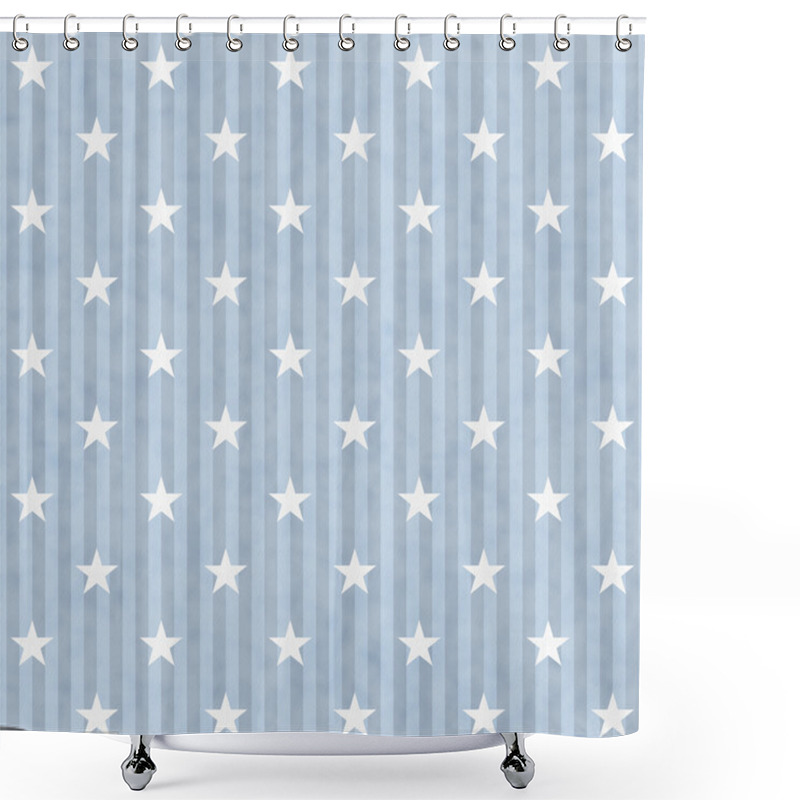 Personality  Blue And White Stars And Stripes Fabric Background Shower Curtains