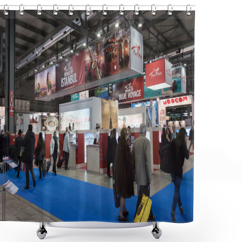 Personality  People Visiting Turkey Stand At Bit 2014, International Tourism Exchange In Milan, Italy Shower Curtains