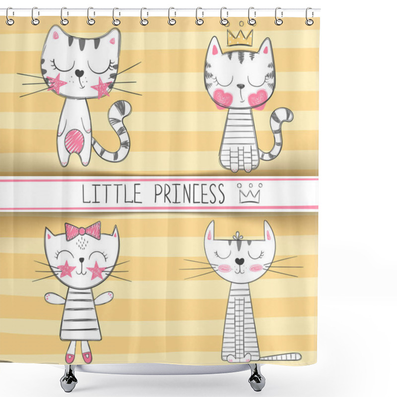 Personality  Cute Little Princess - Cat Characters Shower Curtains