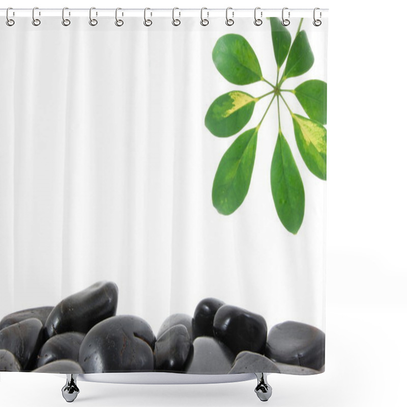 Personality  Stones And Leaf Shower Curtains