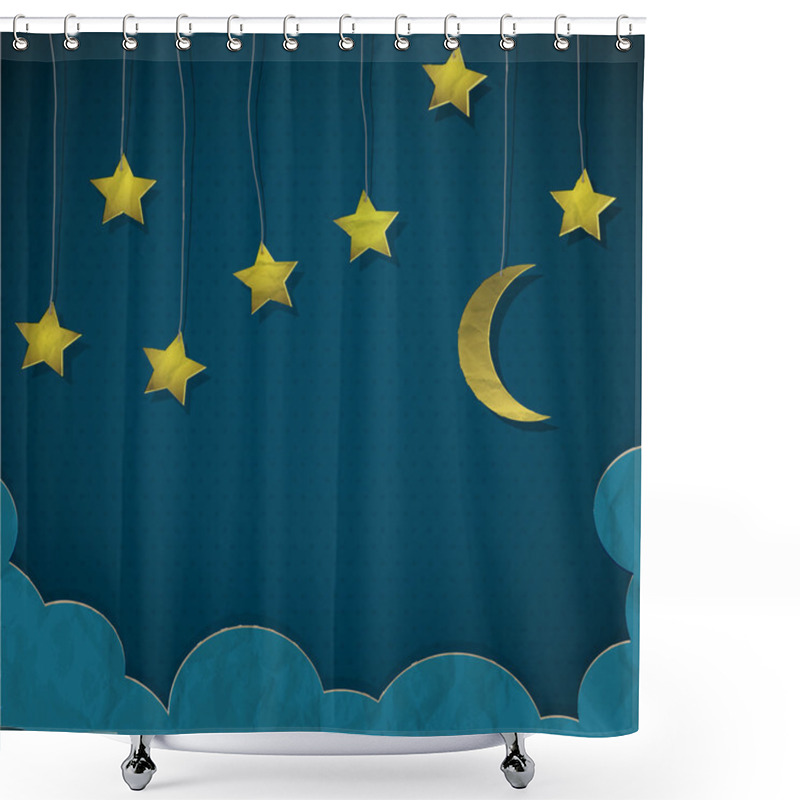 Personality  Moon And Stars Made From Paper Shower Curtains