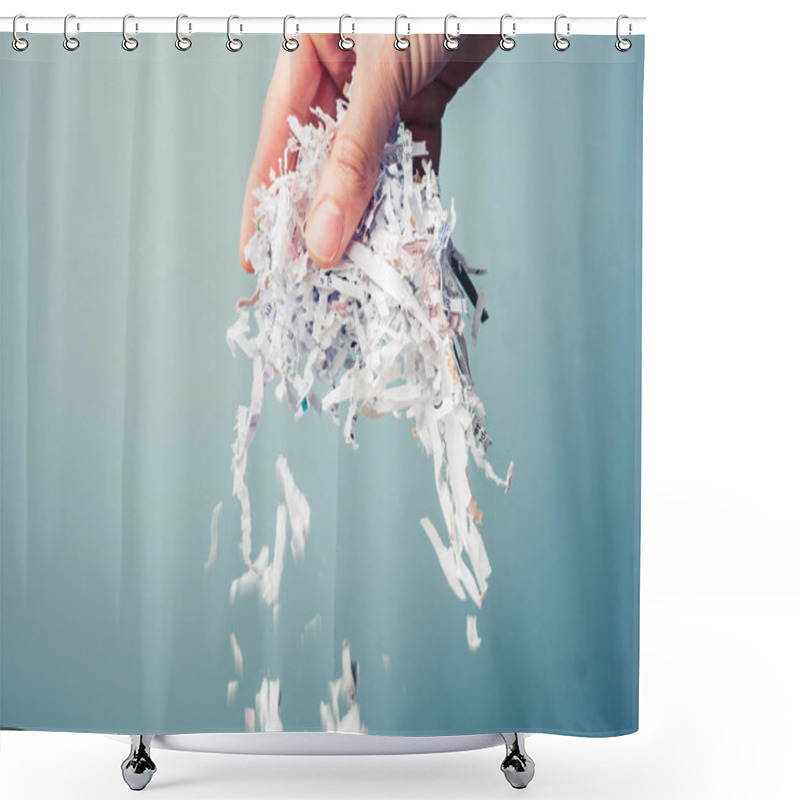 Personality  Hand With Shredded Paper Shower Curtains