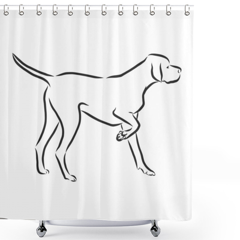 Personality  Dog Hand Drawn. Pointer. Vector Illustration Isolated Shower Curtains