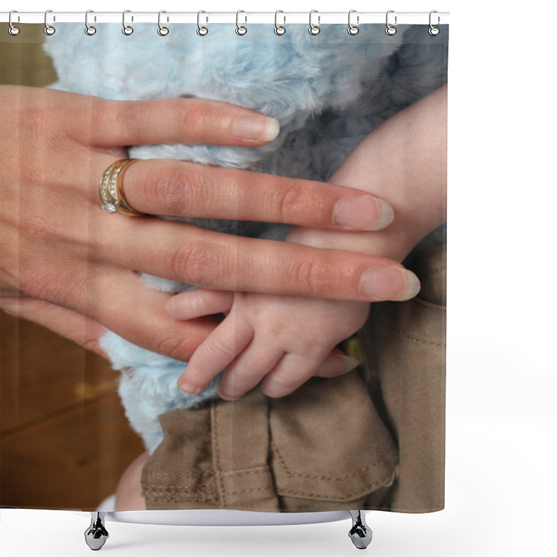 Personality  Mother And Baby Hands Shower Curtains