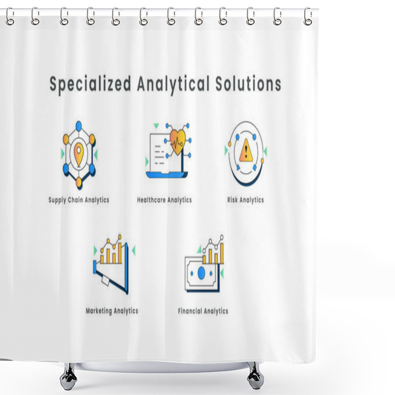 Personality  Specialized Analytical Solutions: A Visual Guide To Key Areas. Specialized Analytics, Supply Chain Analytics, Healthcare Analytics, Risk Analytics, Marketing Analytics. Shower Curtains