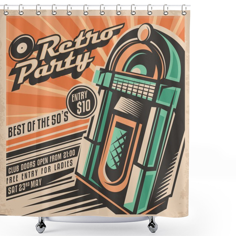 Personality  Retro Party Invitation Design Shower Curtains