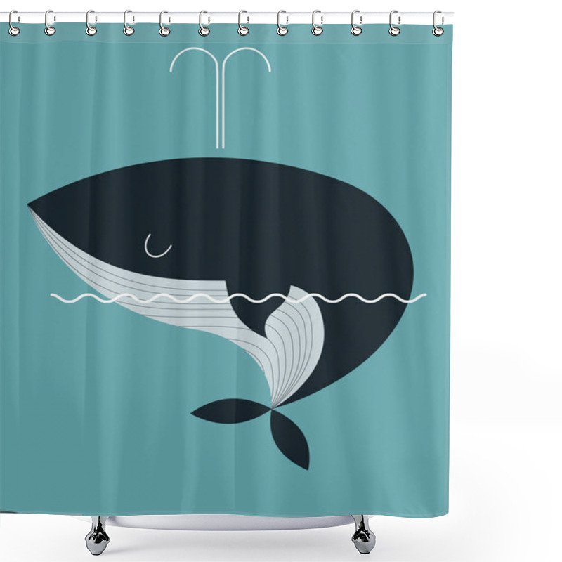 Personality  Whale On A Blue Background Shower Curtains