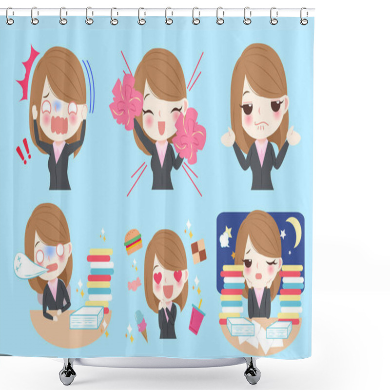 Personality  Cartoon Business Woman Shower Curtains