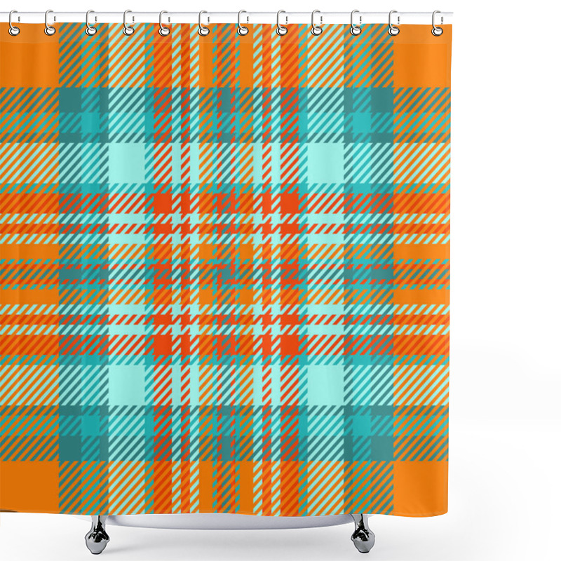 Personality  Wrapping Textile Plaid Vector, Lady Background Tartan Texture. Guy Seamless Check Fabric Pattern In Bright And Teal Colors Palette. Shower Curtains