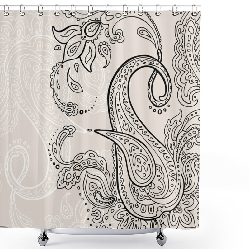 Personality  Hand Drawn Paisley Ornament. Shower Curtains