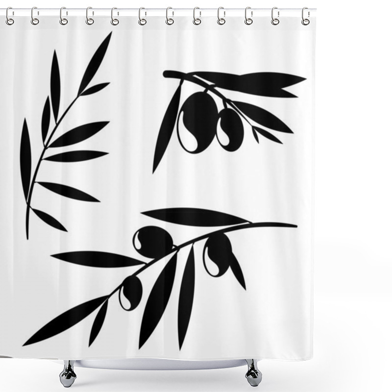 Personality  Graphic Olive Tree Branches Shower Curtains