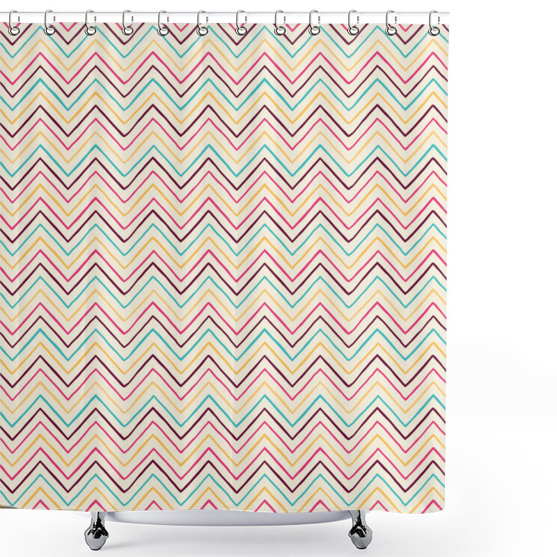 Personality  Abstract Background. Black And White Chevron Pattern. Shower Curtains