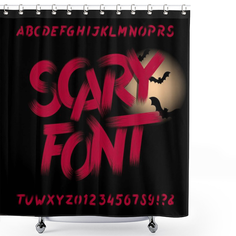 Personality  Scary Alphabet Font. Dirty Letters, Numbers And Symbols. Hand Drawn Vector Typography. Shower Curtains