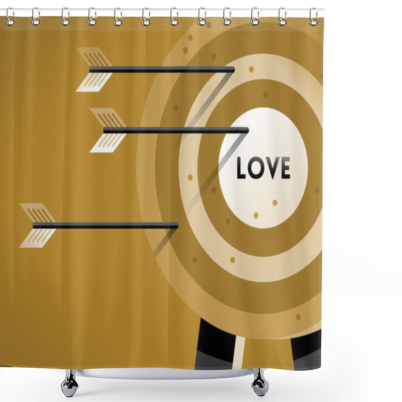 Personality  Love Target With Hitting Bullseye Arrows. Concepts: Cupid's Love Arrows Hitting Symbol Of Human Heart, Wedding, Marriage, Engagement, Valentines Day, Honeymoon, Online Dating, Relationships Searching. Shower Curtains