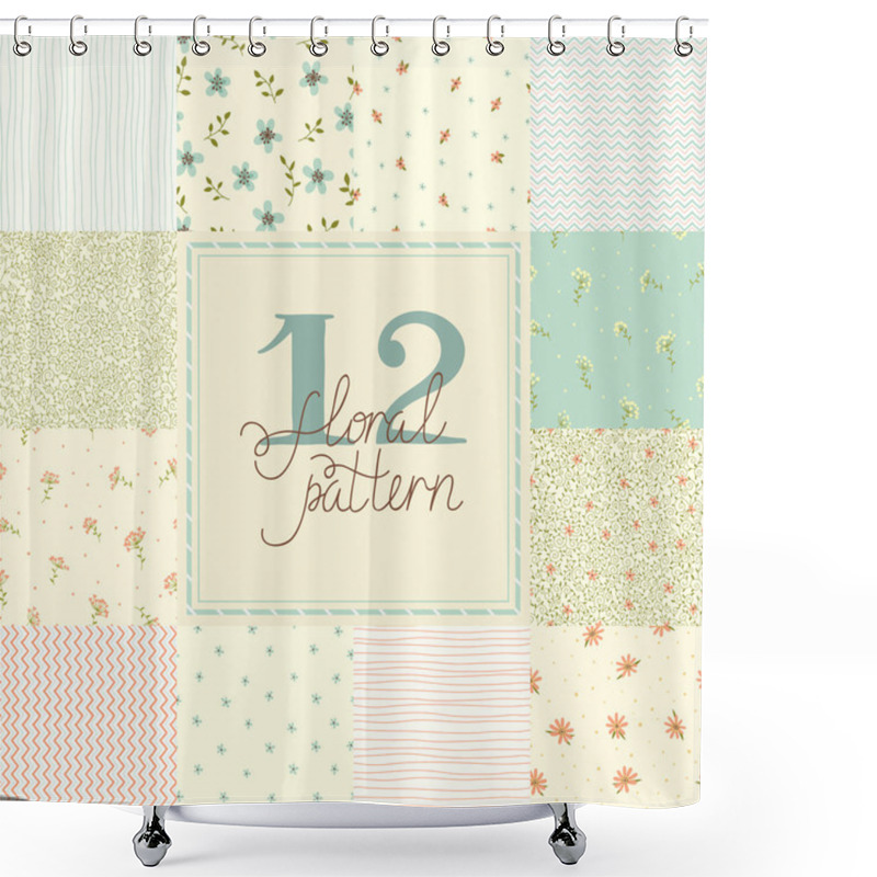 Personality  12 Cute Different Vector Seamless Patterns Shower Curtains