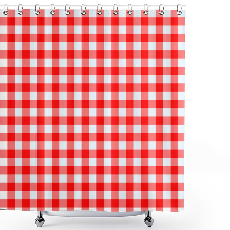 Personality  Red And White Tablecloth Shower Curtains