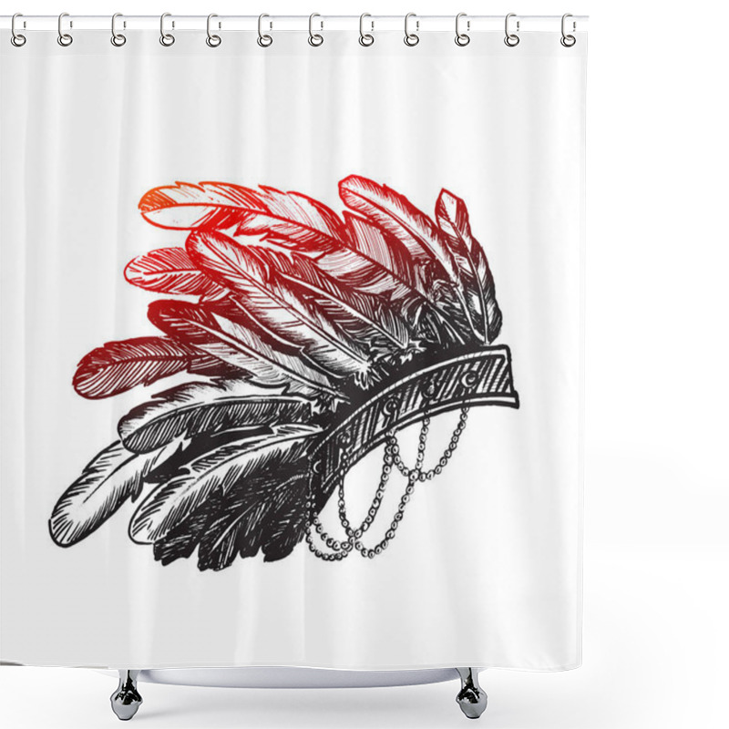 Personality  Stunning Crown Of Feathers- Native American Indian Chief Headdre Shower Curtains