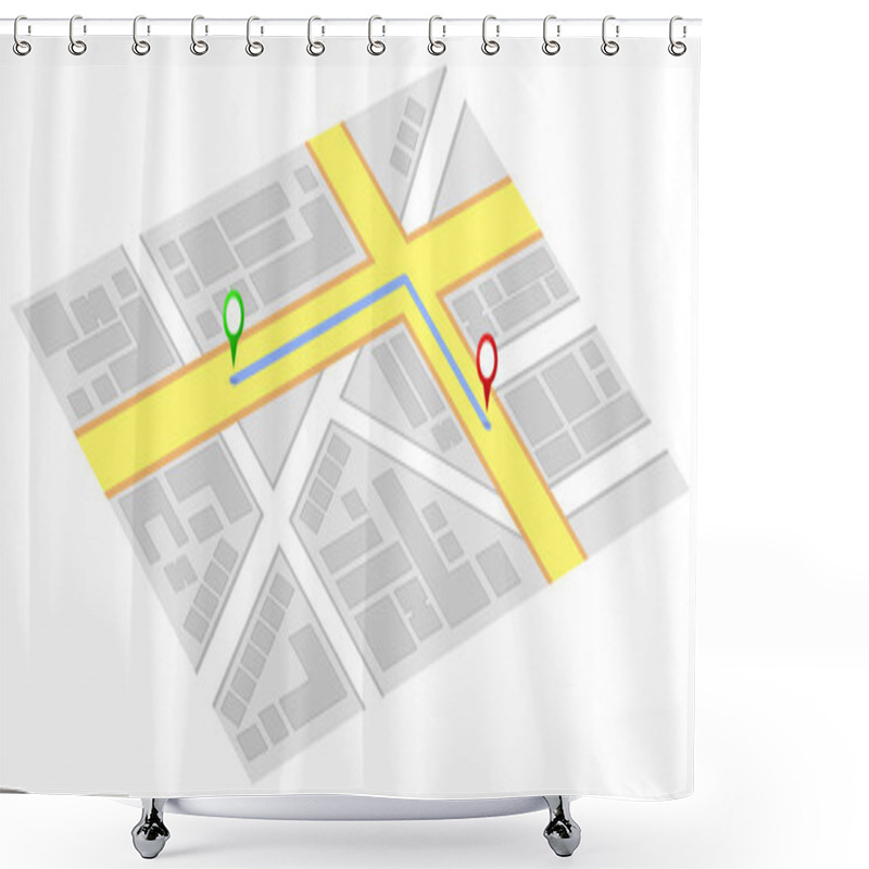 Personality  Gps Map Shows Way To Home Shower Curtains