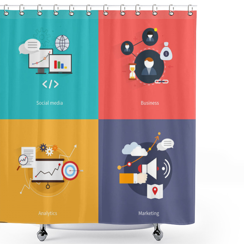 Personality  SEO Marketing Flat Shower Curtains