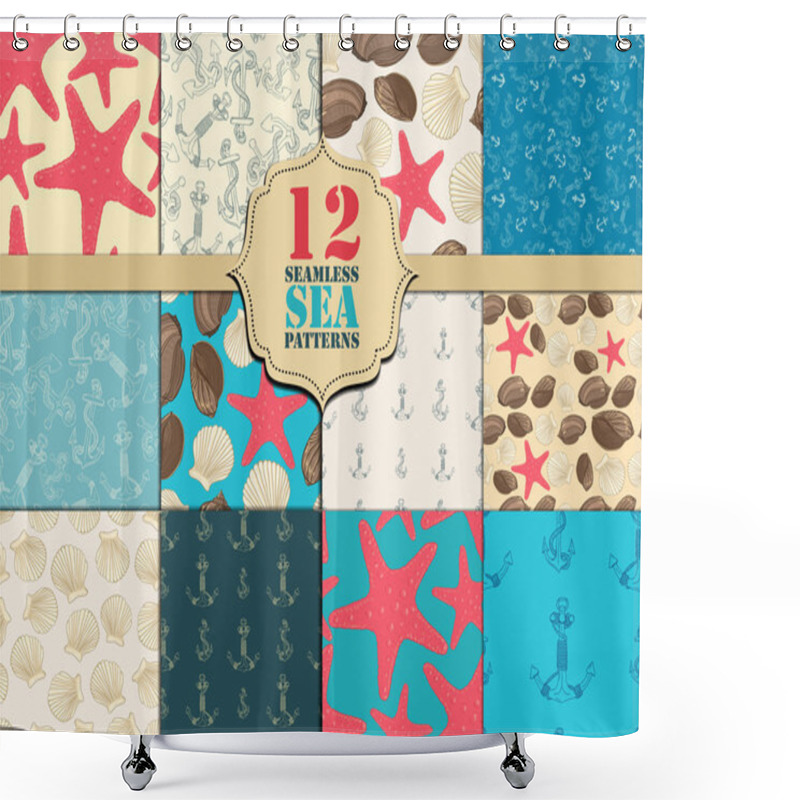 Personality  Seamless Pattern Sea Set Shower Curtains