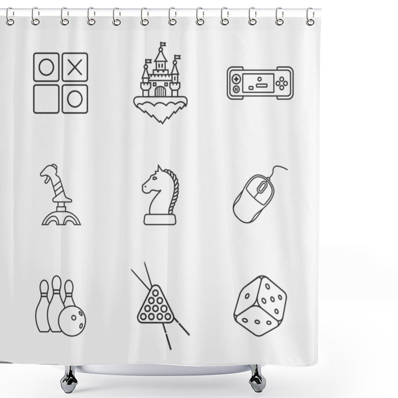 Personality  Nine Flat Game Icons  Shower Curtains