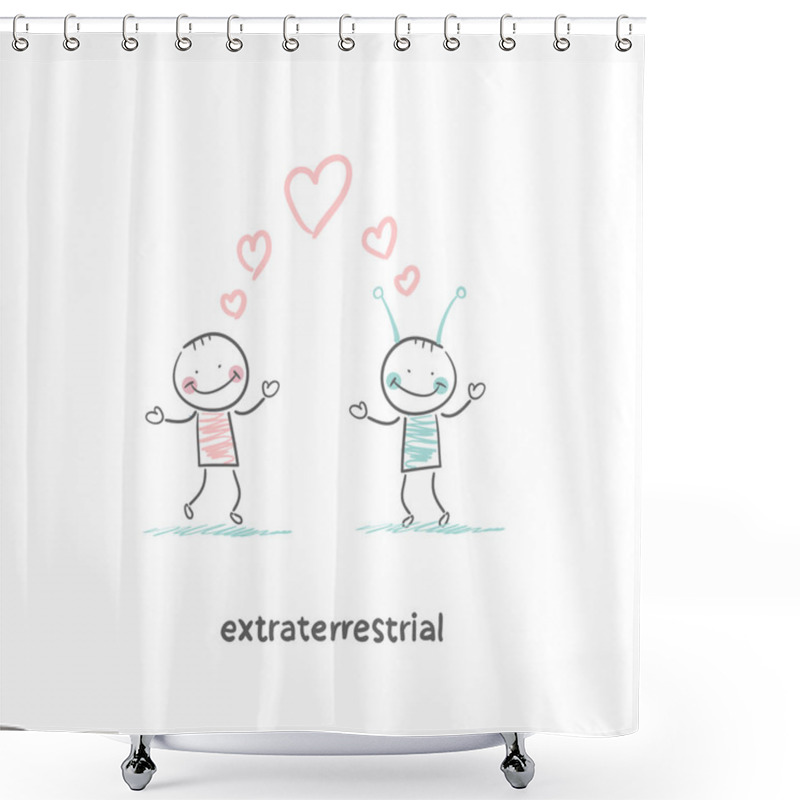 Personality  Man With Extraterrestrial Shower Curtains