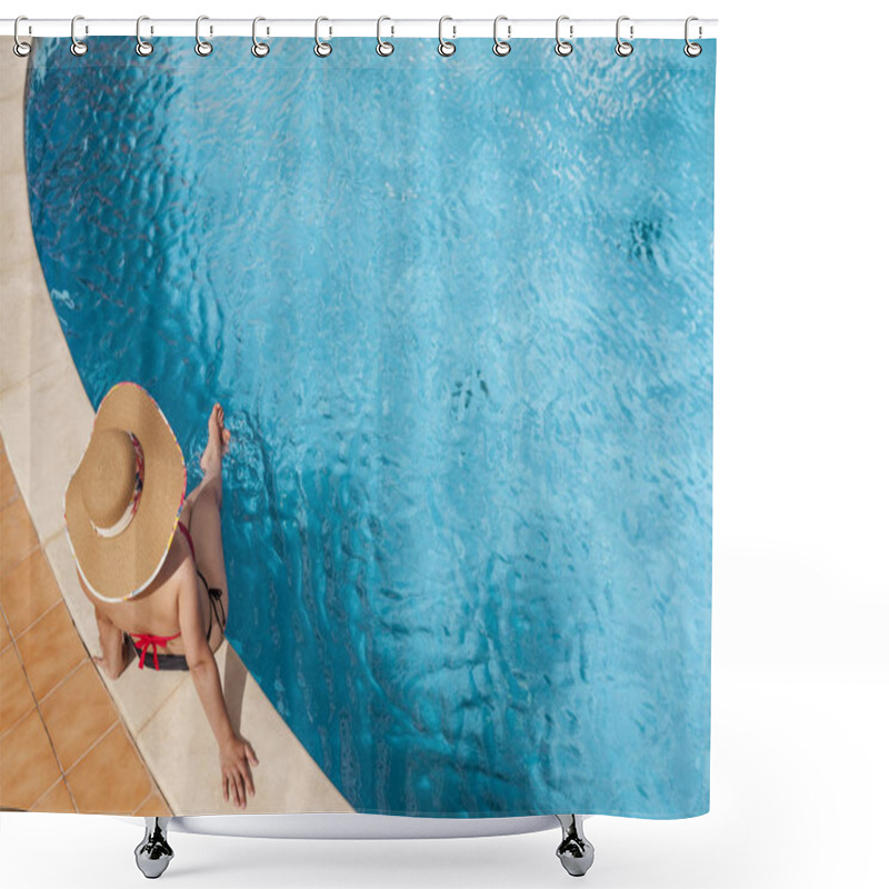 Personality  Woman Sitting In The Edge Of Swimming Pool  Shower Curtains