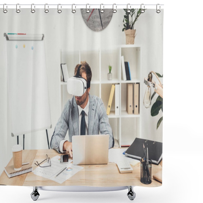 Personality  Businessman In Vr Headset Shower Curtains