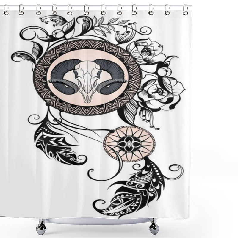 Personality  Dream Catcher  With Buffalo Skull Shower Curtains