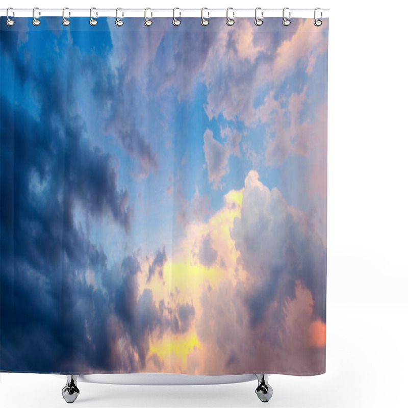 Personality  Dramatic Sky With Sunset Clouds. High Resolution Photo Shower Curtains