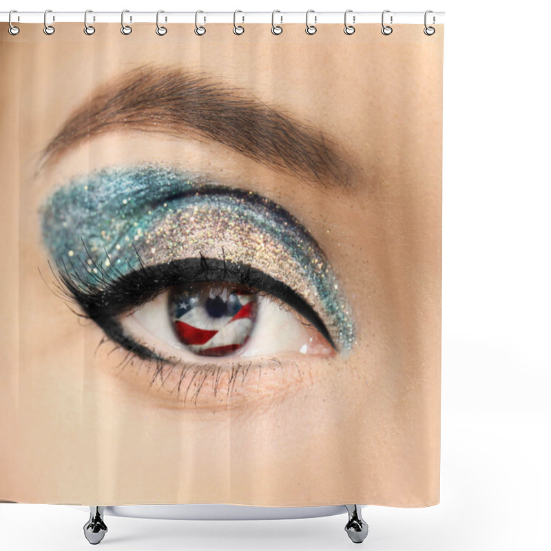 Personality  Reflection Of American Flag In Eye Shower Curtains