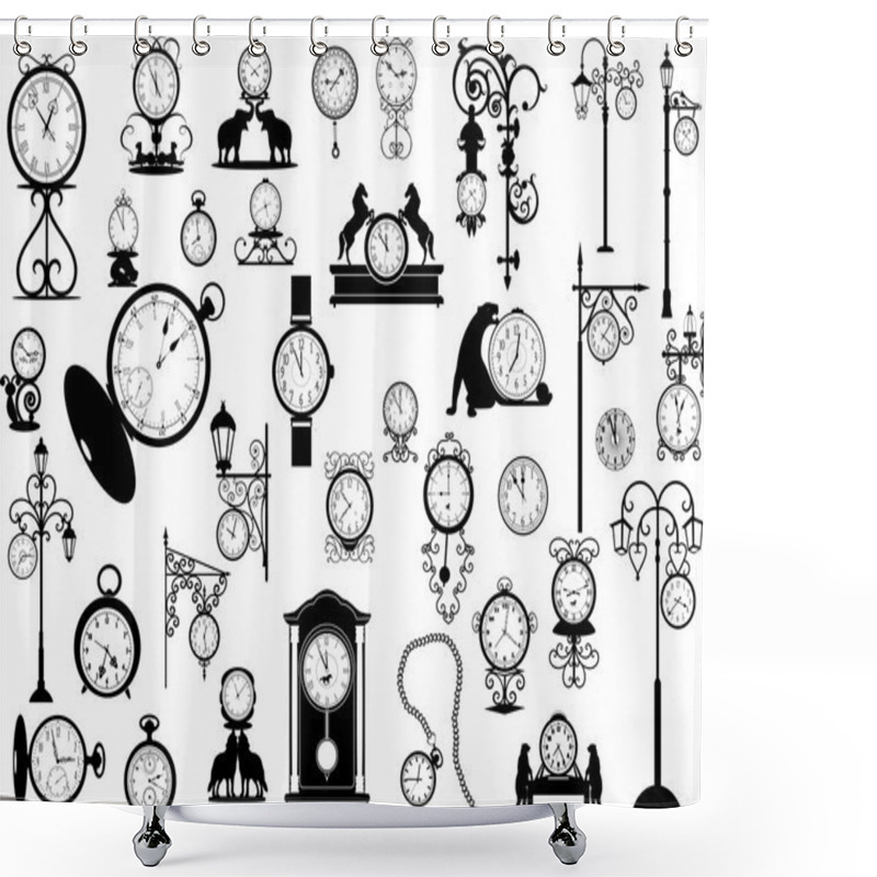 Personality  Clocks And Watches Shower Curtains