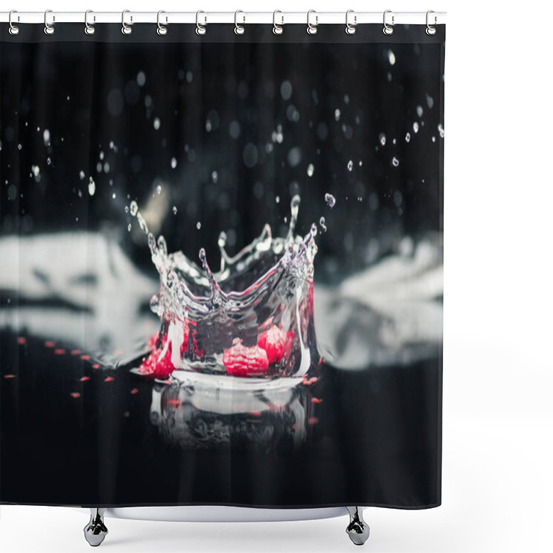 Personality  Ripe Mulberries Falling In Water Shower Curtains