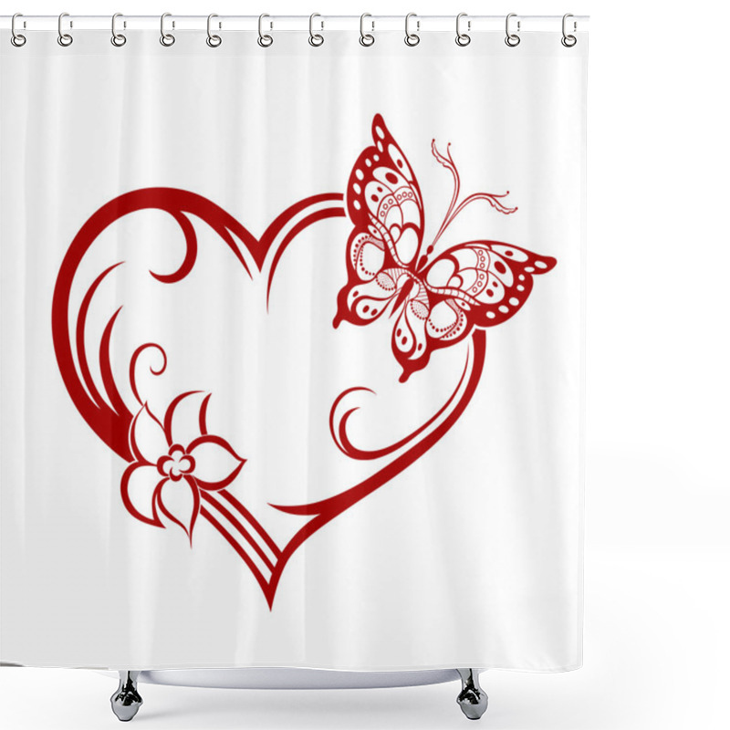 Personality  Butterfly With Heart Silhouette Shower Curtains