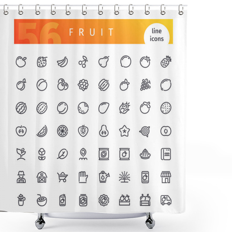 Personality  Fruit Line Icons Set Shower Curtains