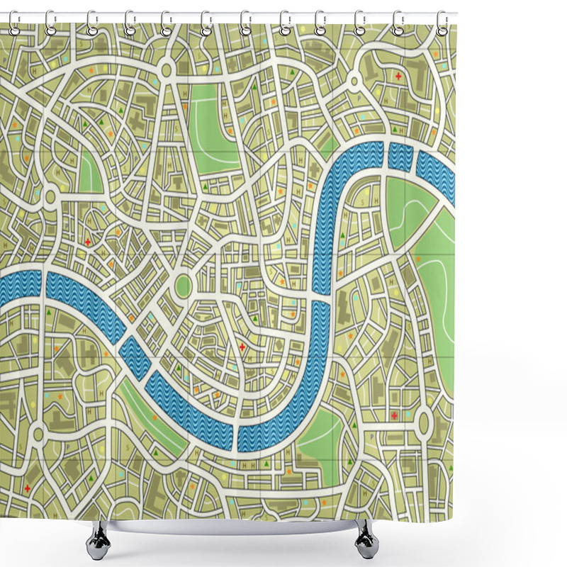 Personality  Nameless City Map Shower Curtains