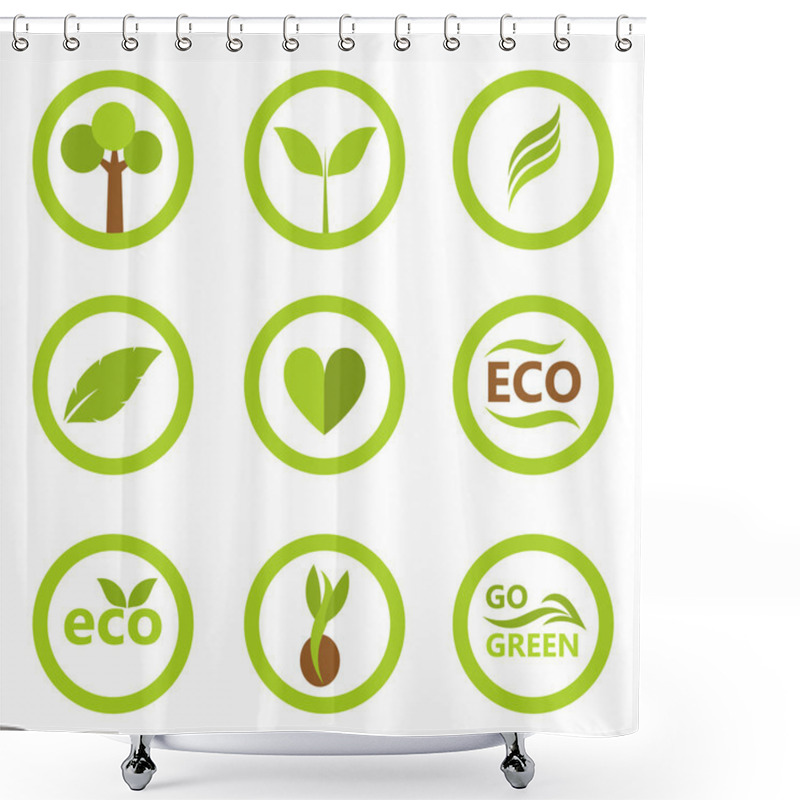 Personality  Eco Symbols And Icons Shower Curtains