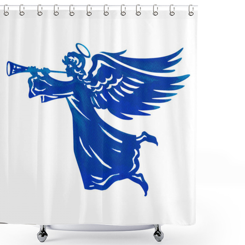 Personality  Beautiful Angel With Wings And Trumpet Shower Curtains