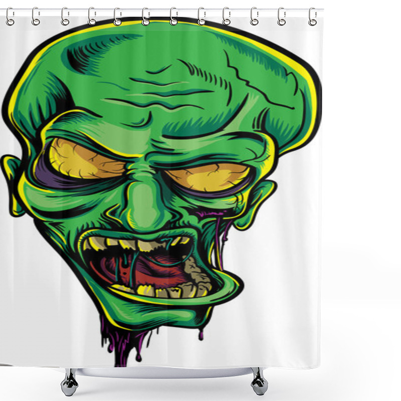 Personality  Screaming Green Zombie. Halloween Poster Shower Curtains