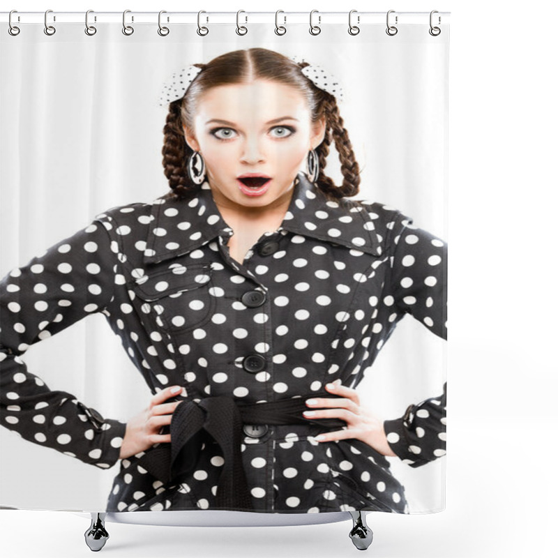 Personality  Young Suprised Woman Shower Curtains