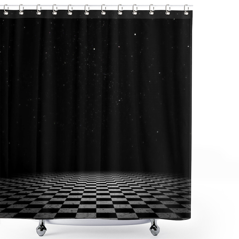 Personality  Night Sky And Checkered Floor Shower Curtains