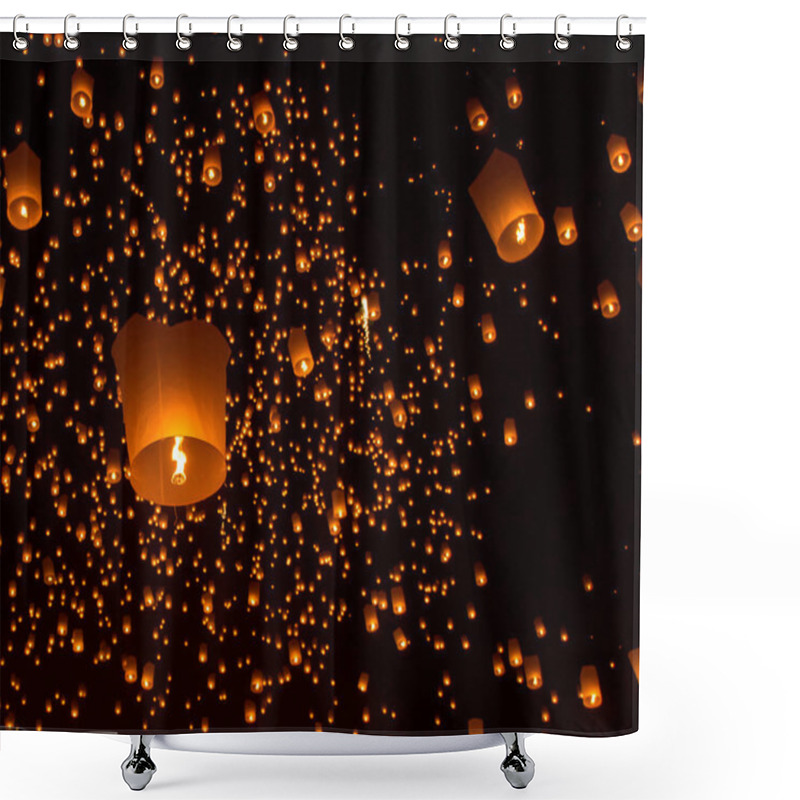 Personality  Sky Lanterns, Flying Lanterns, Hot-air Balloons In Loy Krathong Festival In Chiang Mai Thailand Shower Curtains