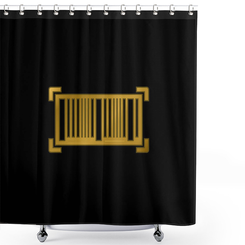 Personality  Bar Code Gold Plated Metalic Icon Or Logo Vector Shower Curtains