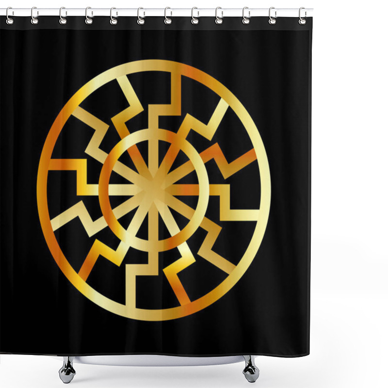 Personality  Black Sun Symbol In Gold- Schwarze Sonne- Occult Subculture Symbol Shower Curtains