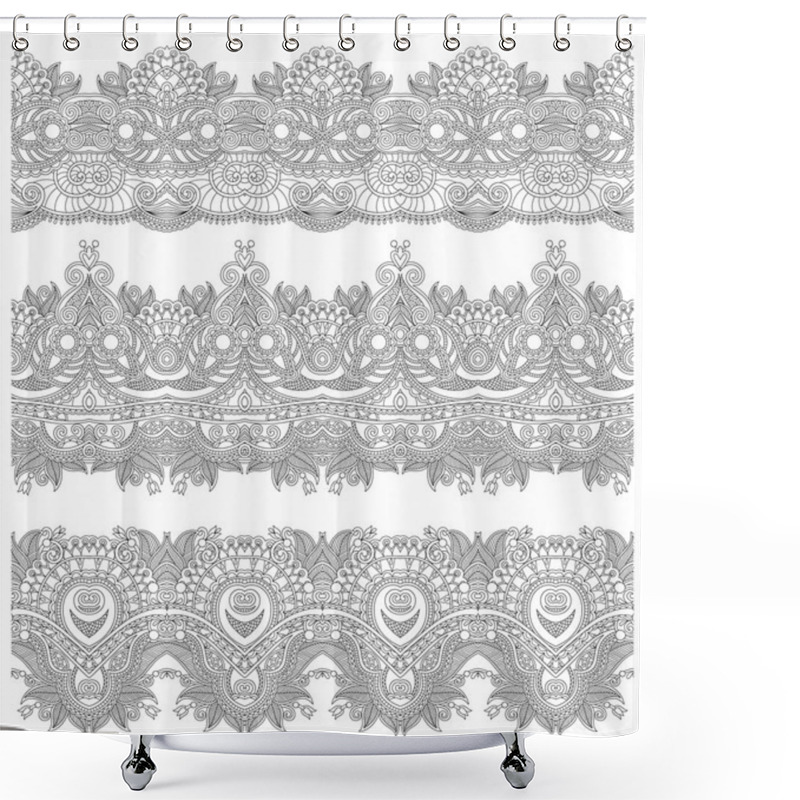 Personality  Collection Of Seamless Ornamental Floral Stripes Shower Curtains