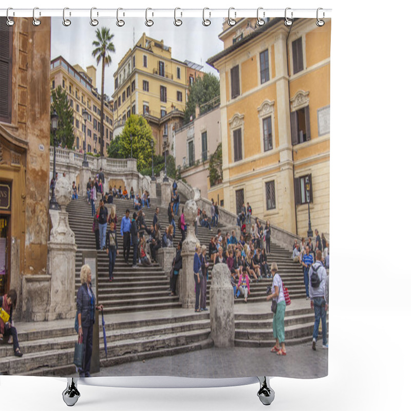 Personality  Rome, Italy. Tourists On The Spanish Steps Shower Curtains