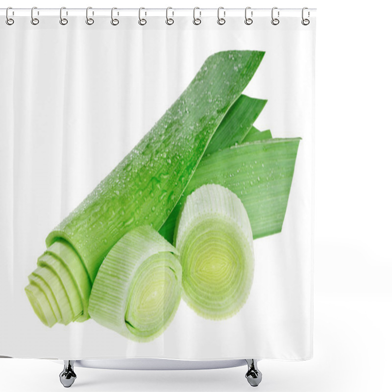 Personality  Circle Cross-section And Stem Of Green Leek Shower Curtains